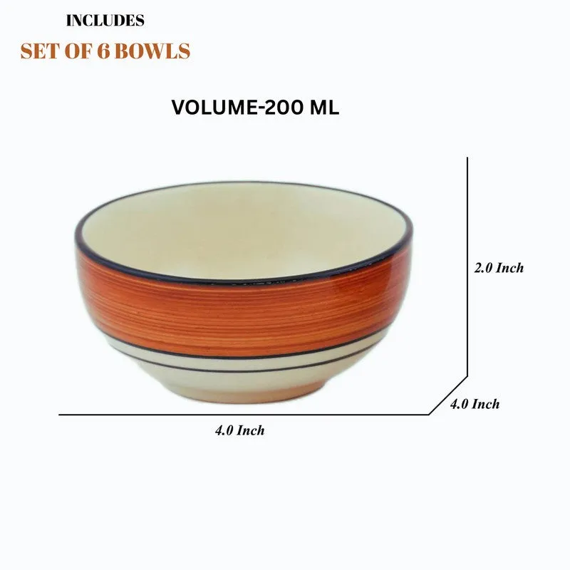 Nibble Ceramic Snack Bowls (Red,White, 200 mL Each) - Set Of Six media 7