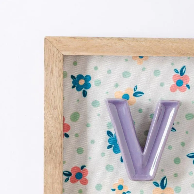 (V) Mini Mottled Mono Ceramic & Wooden Wall Accent - Purple media 3