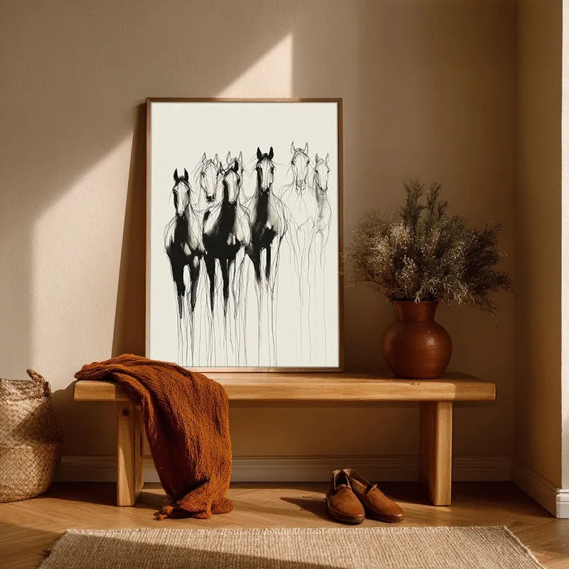 Horse Beyond Lines Wall Painting With Brown Frame media 6
