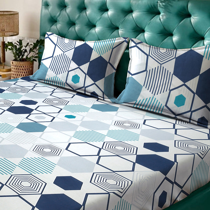 Hexa Haze Geometric Bedsheet - 130 GSM media 4