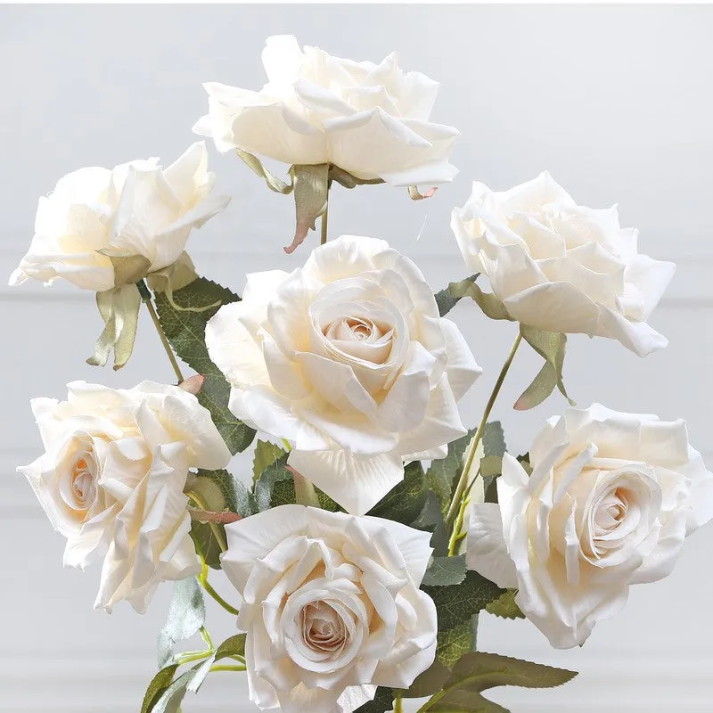Floraura Rose Fabric Artificial Flower - White media 5