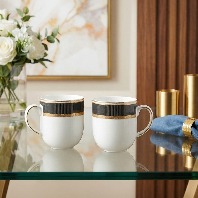 Serene Brew Porcelain Coffee Mug (300 mL Each) - Set Of Two
