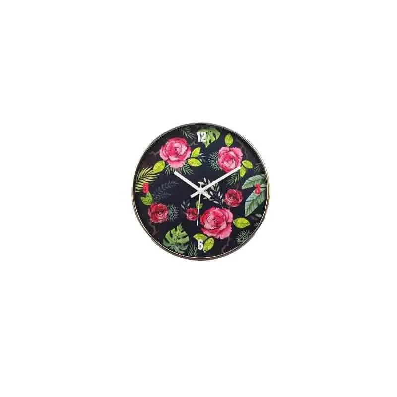 Misty Morning Blue Roses Wall Clock media 3