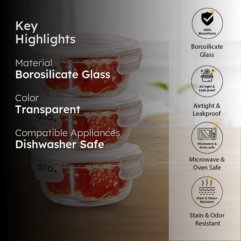Oliva Round Glass Storage Container (400 ML) - Set Of Three media 2