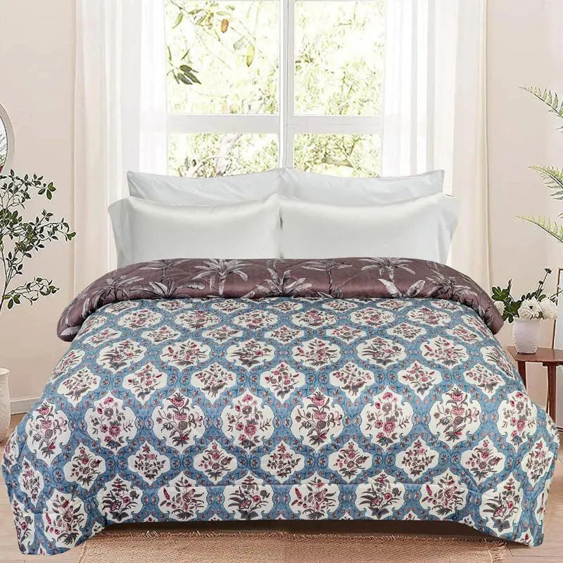 Seine Floral Cotton Reversible Comforter - 220 GSM media 1
