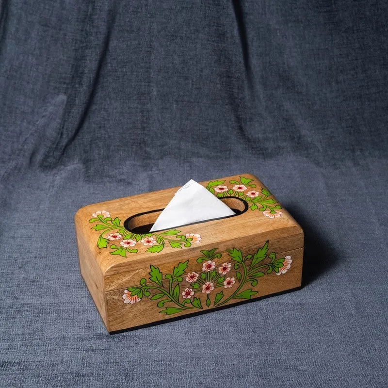 Garden Floral Wooden Tissue Holder media 1