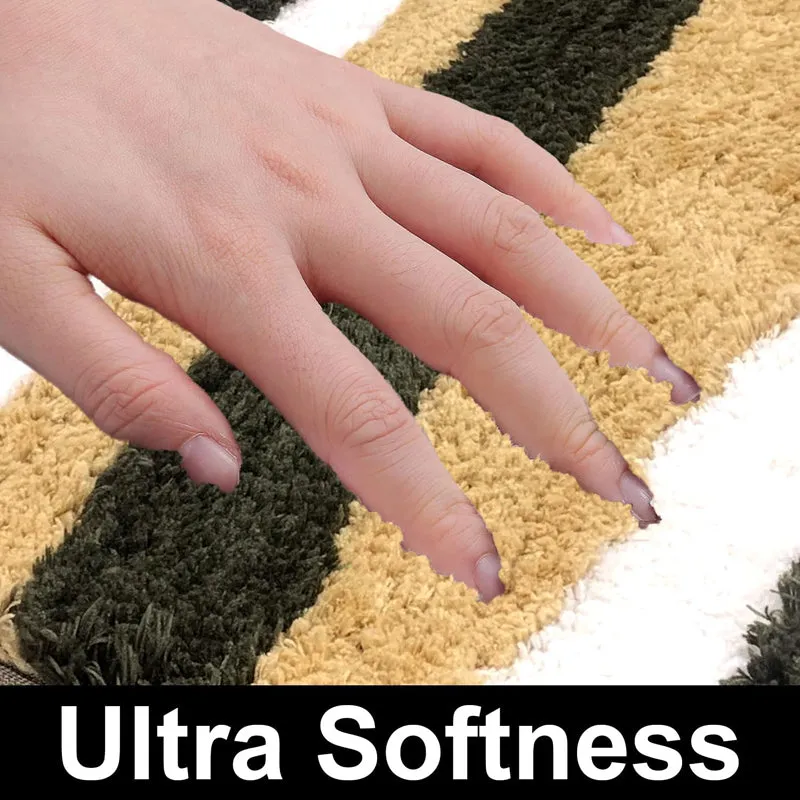 Stripe Steps Microfiber Bath Mat - Gold media 5