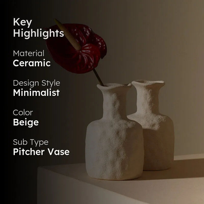 Vinya Boho Ceramic Pitcher Vase media 2