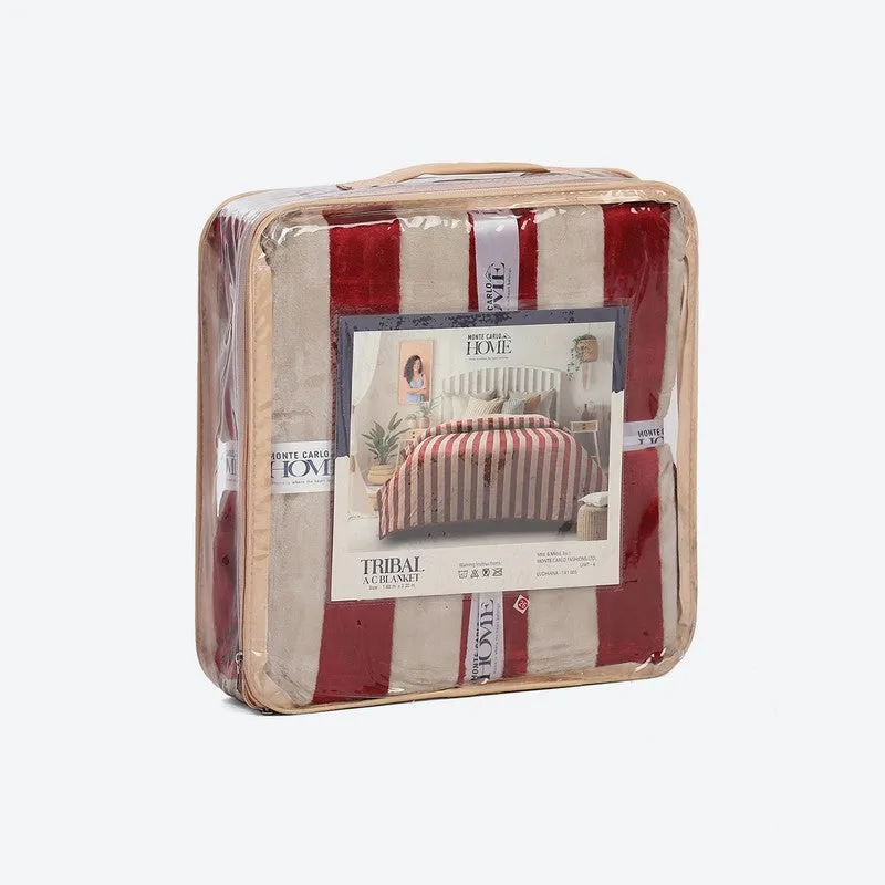 Monte Carlo Strivon Bold Stripes Polyester Blanket (Maroon) - 300 GSM media 7