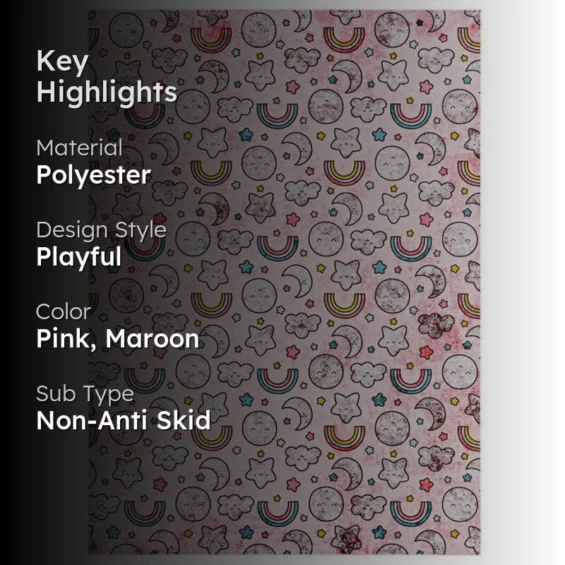Lunar Light Lane Kids Polyester Anti-Skid Carpet - Pink media 2