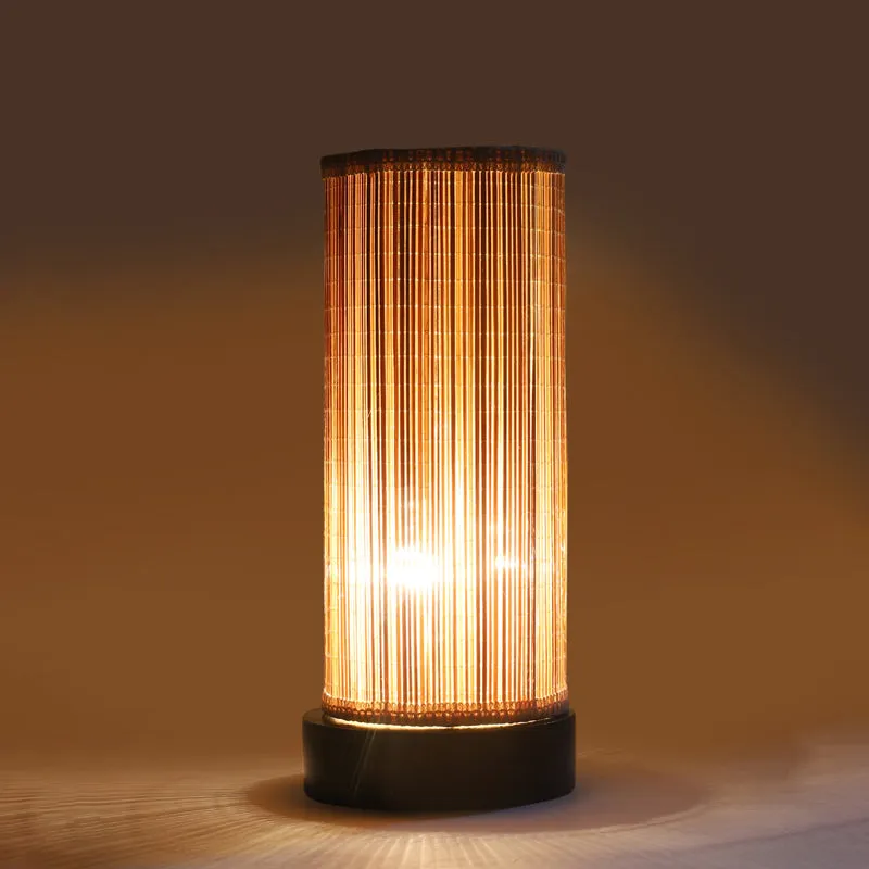 Vionelle Cylindra Curve Bamboo Table Lamp - Black media 6