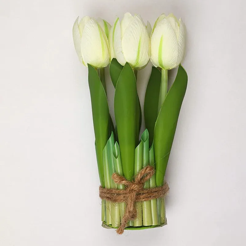Realistic Artificial Tulip Bunch - White media 4
