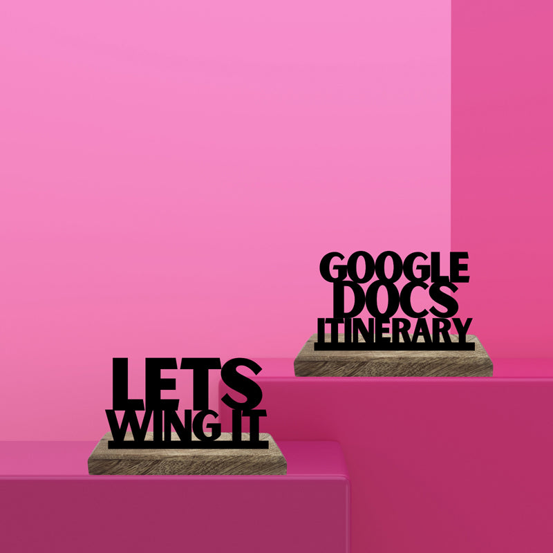 Let's Wing It Typography Showpiece - Set Of Two