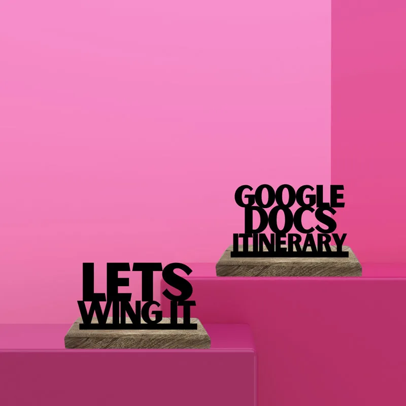 Let's Wing It Typography Showpiece - Set Of Two media 1