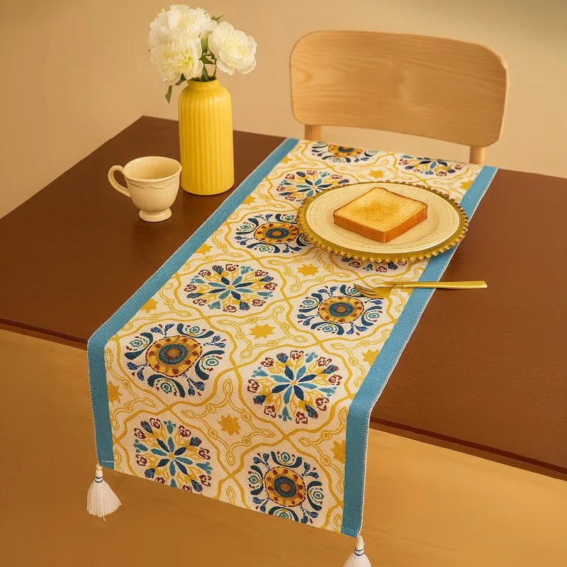Trayza Tasseled Cotton Table Runner media 1