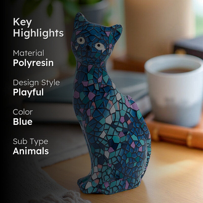 Mosaic Kitten Showpiece - Blue media 2