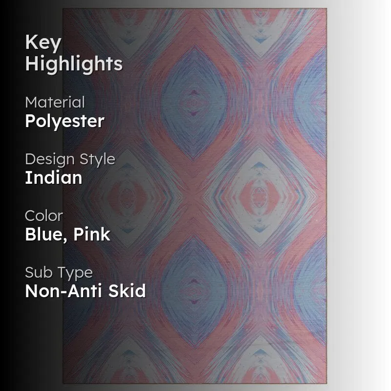 Durin Abstract Polyester Anti-Skid Carpet - Blue & Pink media 2