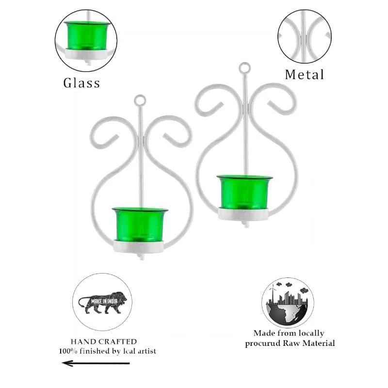 Seina White Frame Sconce Candle Holder (Green) - Set Of Two media 5