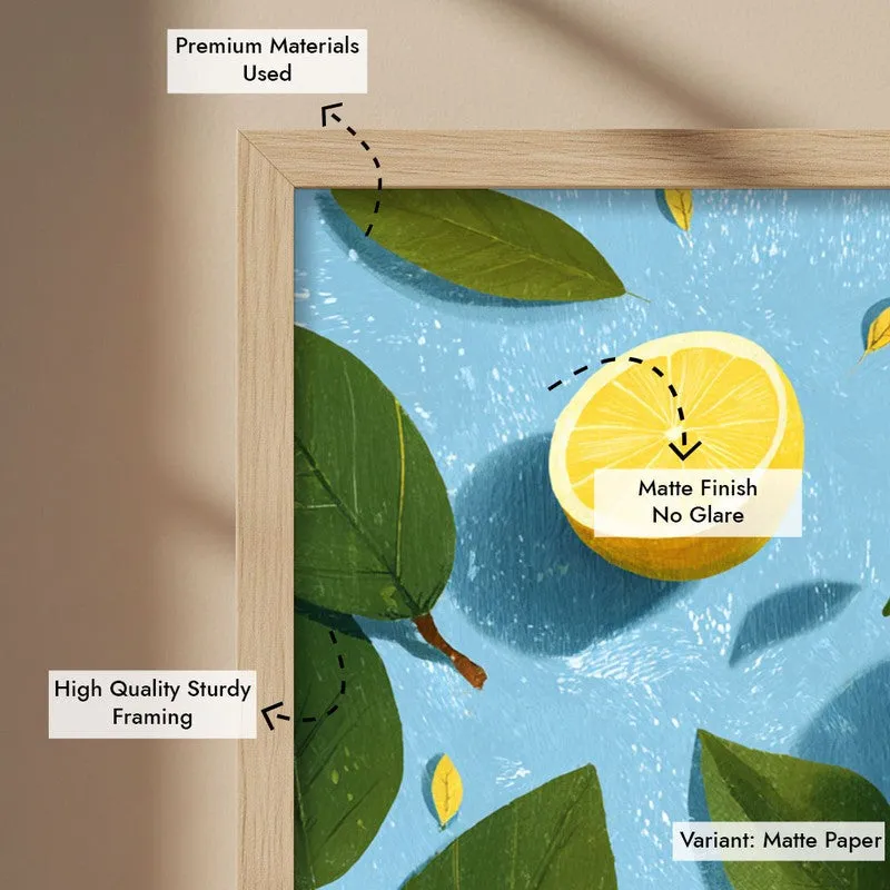 Lemon Study Canvas Wall Painting - Brown Frame media 7