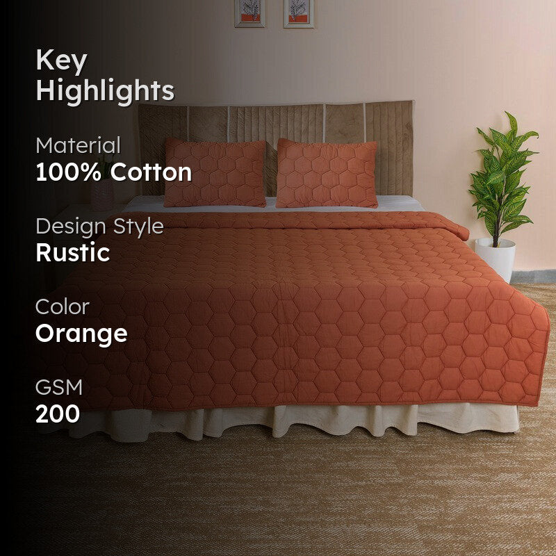 CozyCore Solid Cotton Comforter (Rust) - 200 GSM media 2