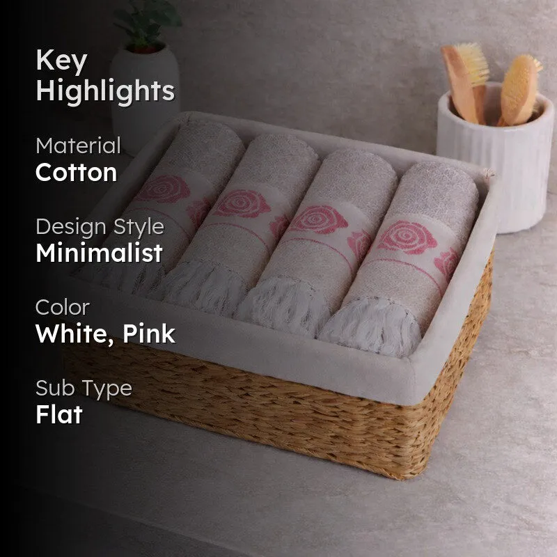 Rosette Cotton Hand Towel (Pink) - Set Of Four media 2