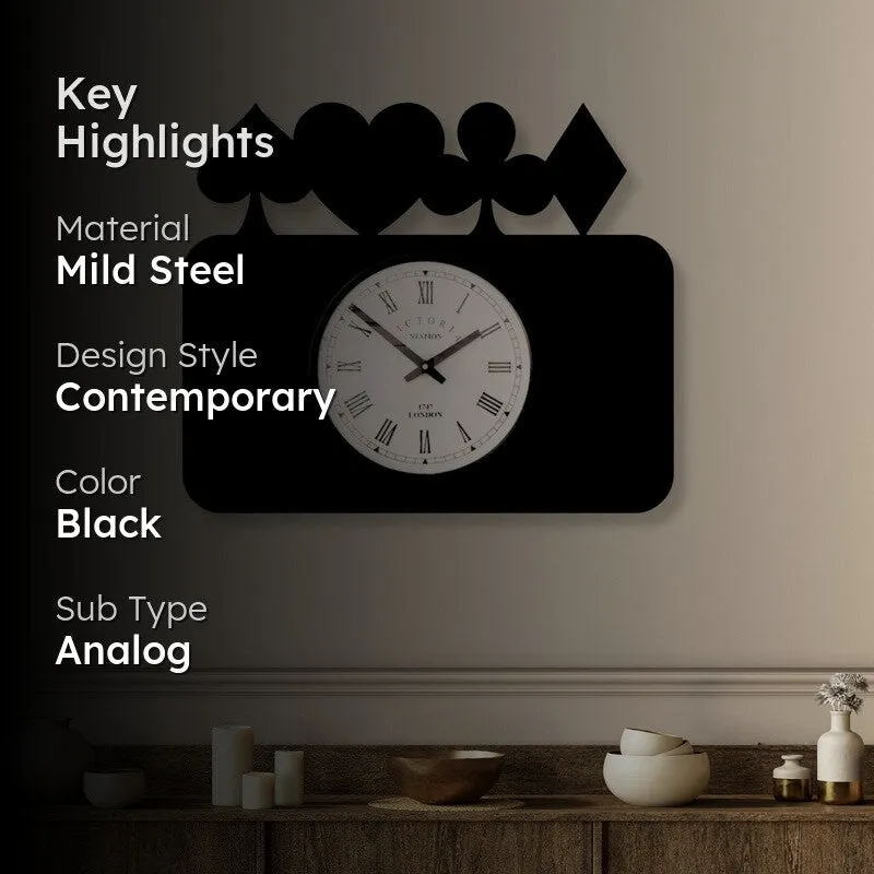 Casino Steel Analog Wall Clock - Black media 2