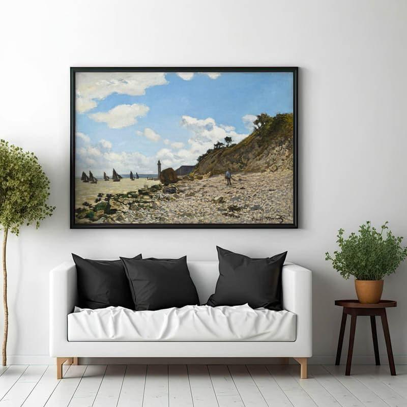 The Beach At Honfleur (1866) By Claude Monet - Black Frame