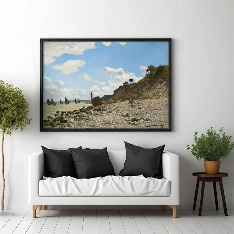 The Beach At Honfleur (1866) By Claude Monet - Black Frame media 1