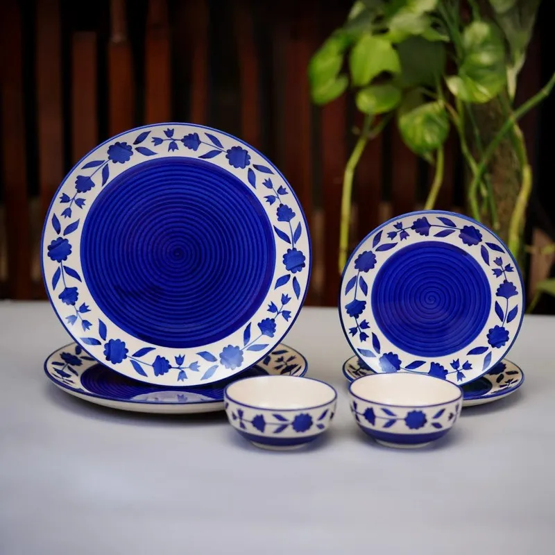 Clayora Oryn Ceramic Dining Set (Blue) - 6 Piece Set media 1