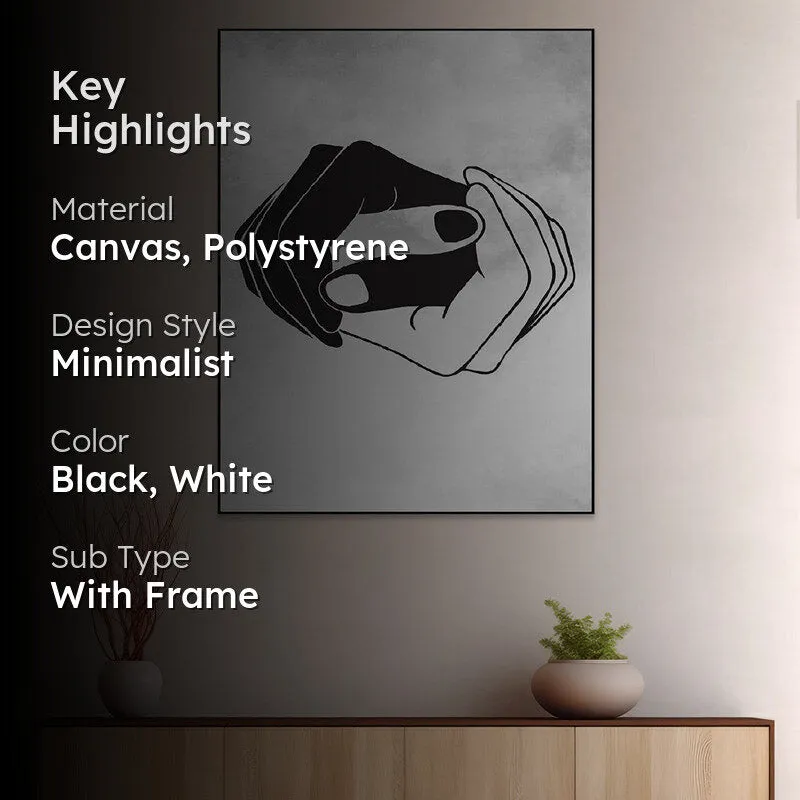 Monochrome Hands Wall Painting With Frame media 2