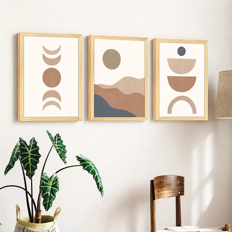Earth Tone Abstract Wall Painting With Frame - Set Of Three media 3