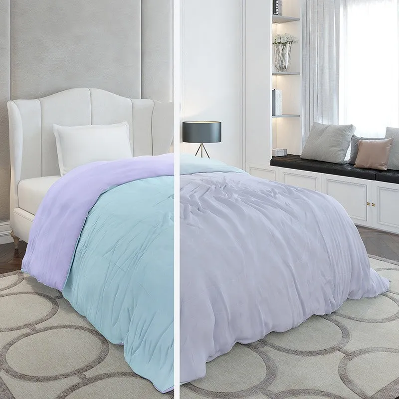 Monte Carlo Softelle Solid Polyester Reversible Comforter (Sea Green & Purple) - 110 GSM media 3