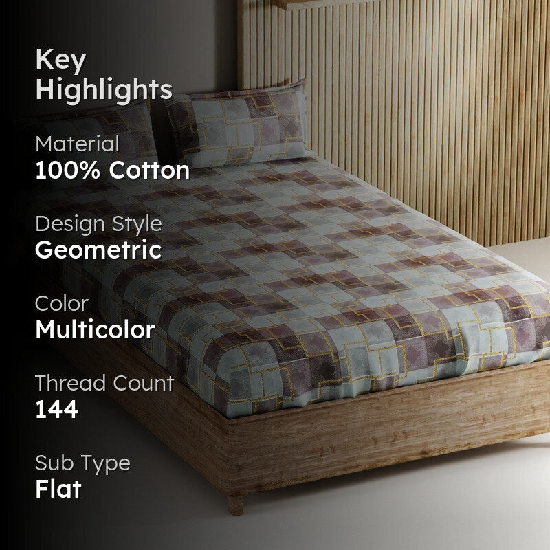 Irvyn Cotton Bedsheet (Multicolor) - 144 TC media 2