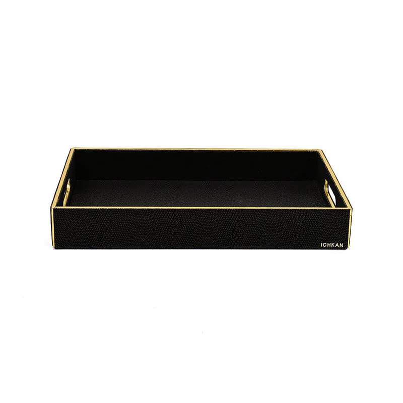 Tisquo Faux Leather Serving Tray (Black) - Set Of Two media 3
