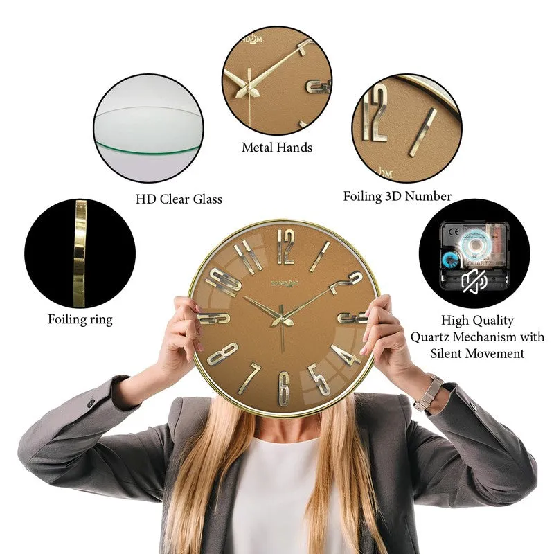 Elite Numeric Plastic Wall Clock - Orange & Gold media 7