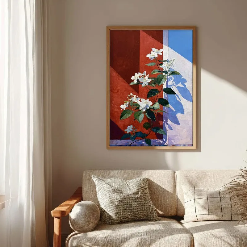 Scarlet Petals Canvas Wall Painting - Brown Frame media 6