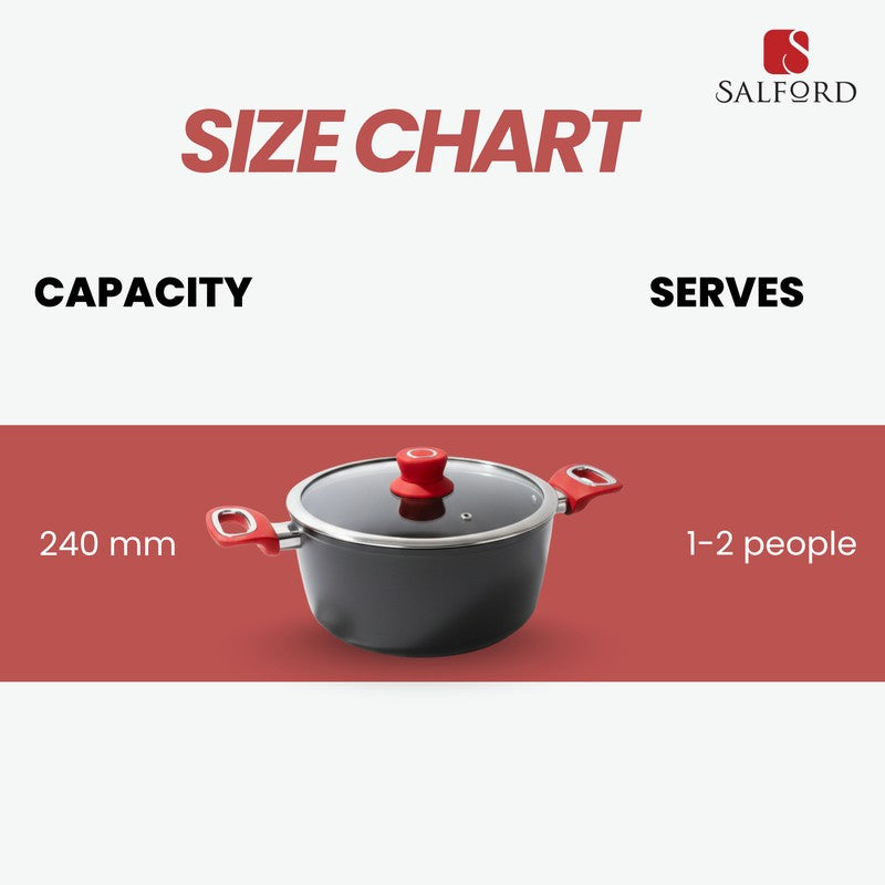 Salford Forged Non Stick Casserole with Glass Lid (Black) - 4400 mL media 8