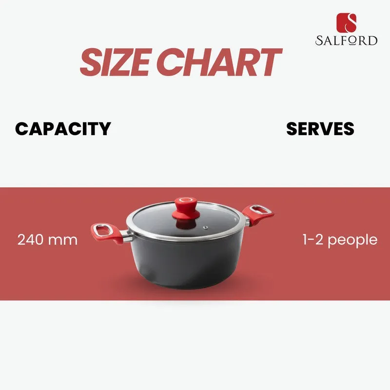Salford Forged Non Stick Casserole with Glass Lid (Black) - 4400 mL media 8