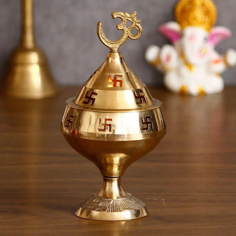 Om Swastik Brass Diya media 3