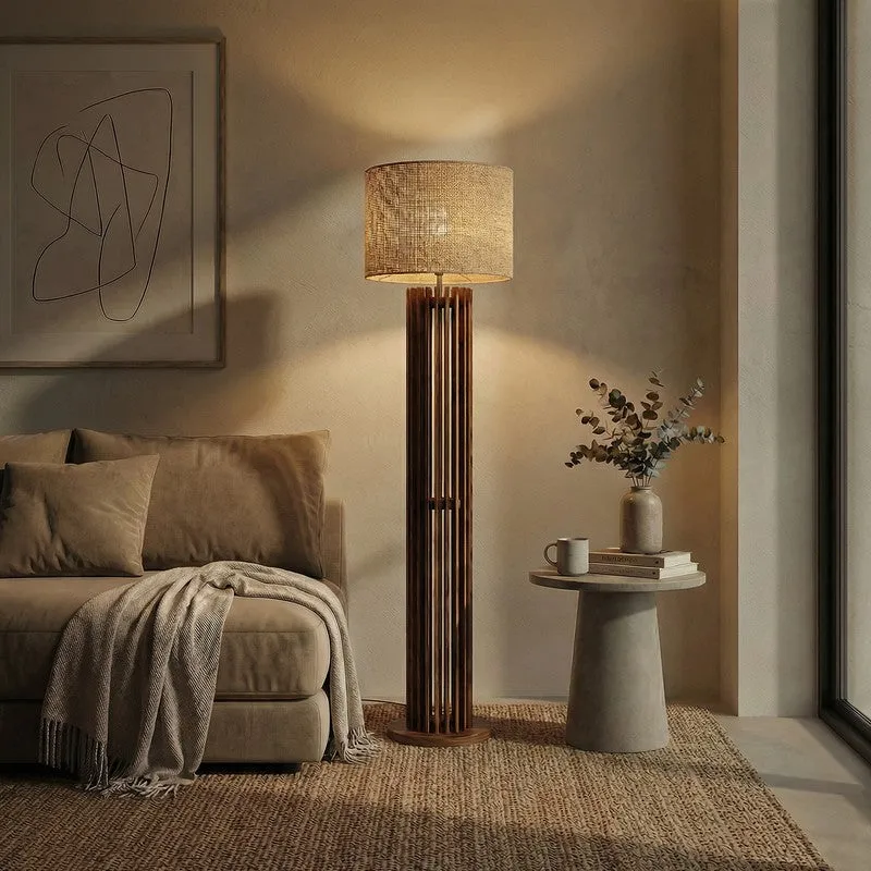 SoftAura Wooden Floor Lamp - Brown media 1