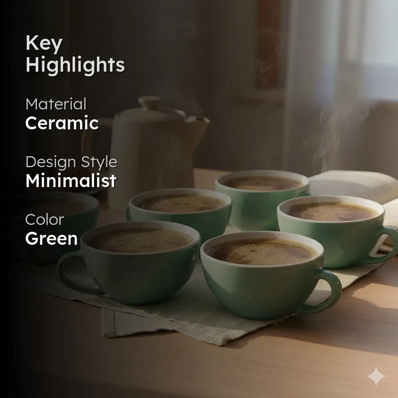 Zen Ceramic Tea Cup (240 mL Each) - Set Of Six media 2