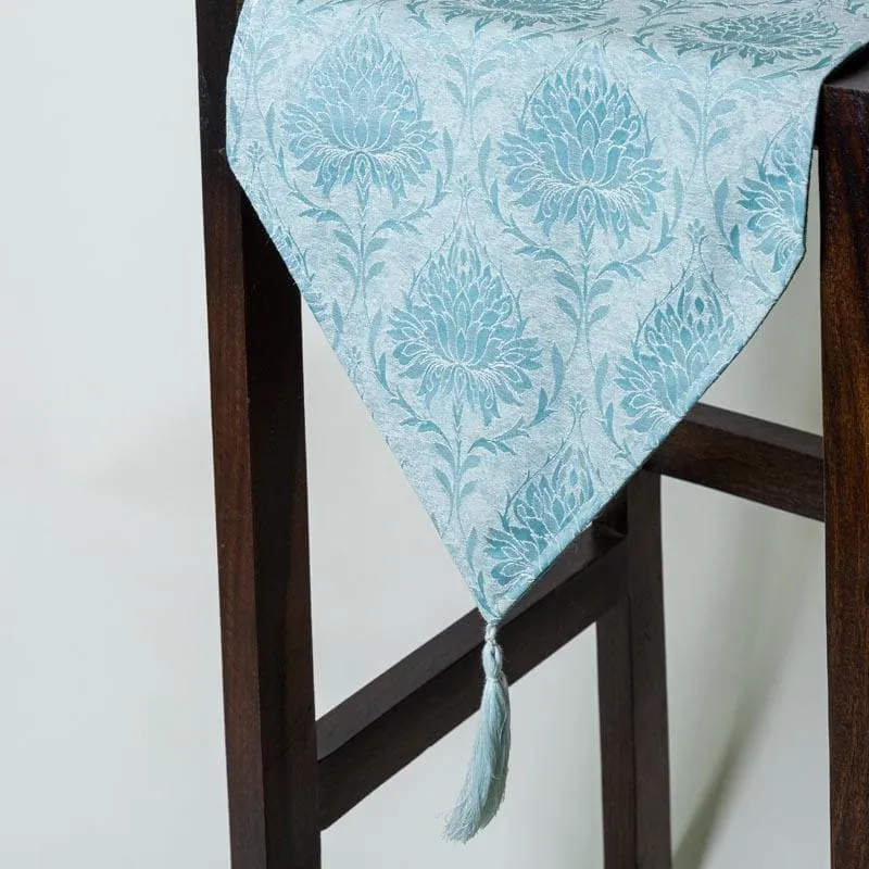 Pierre Paisley Jacquard Table Runner- Blue media 1