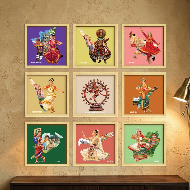 Kalayatra Paper Wall Painting With MDF Frame - Set Of Nine media 5