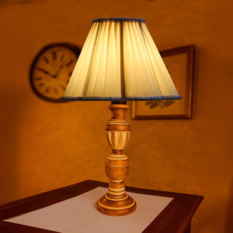 Zenrae Pleat Wooden Table Lamp - OffWhite,Brown