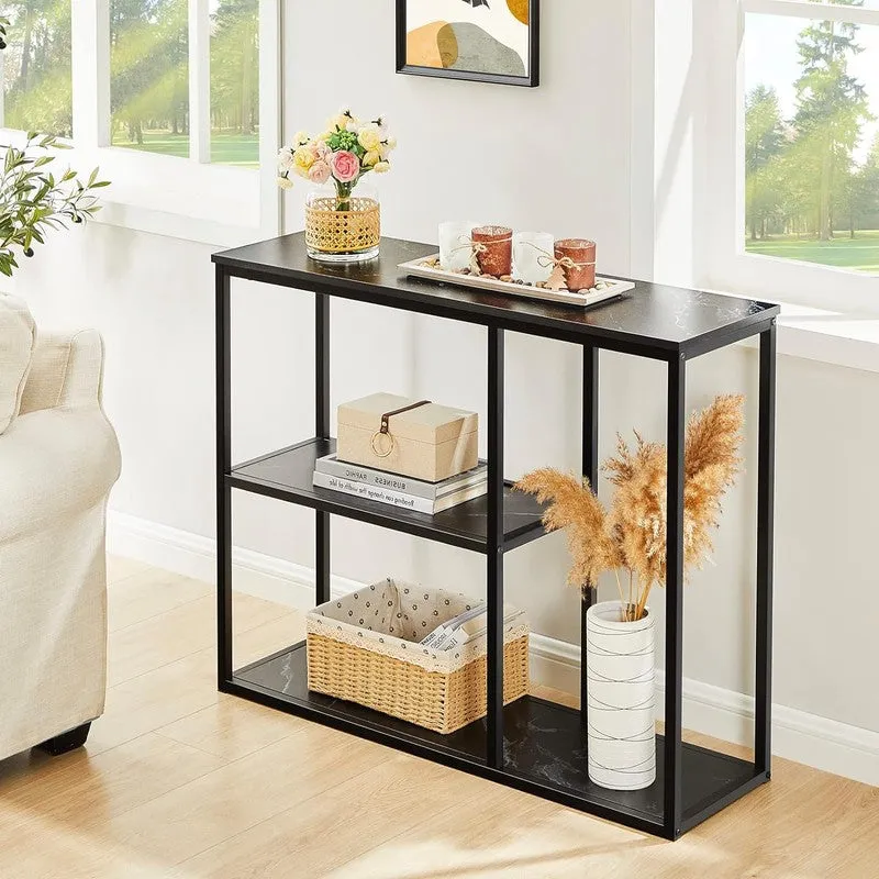 Stylish Sidekick Metal Console Table with Marble Top - Medium media 4