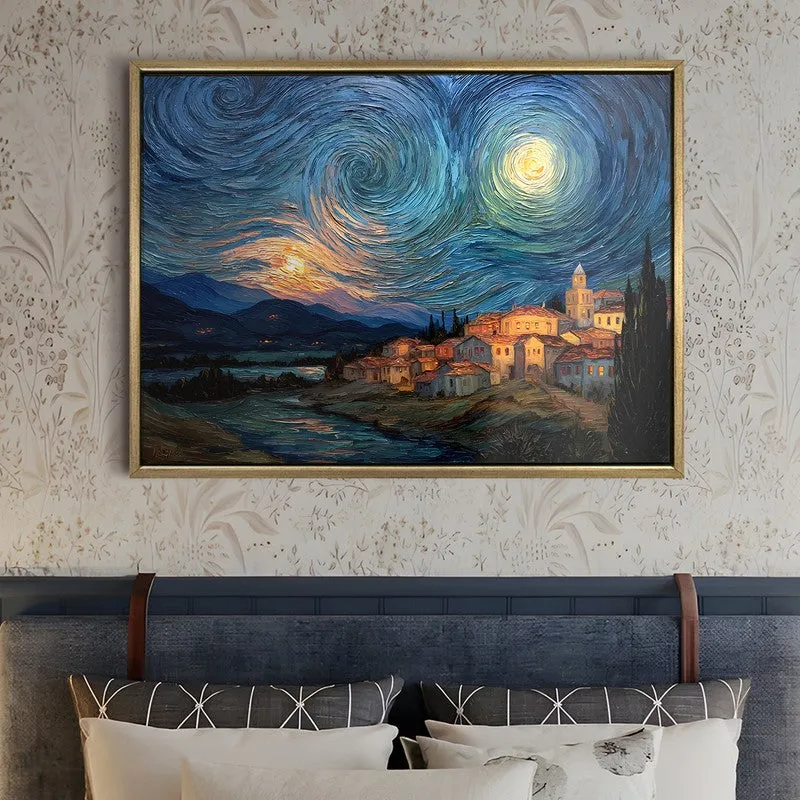 Nightscape Canvas Wall Painting With Frame media 5