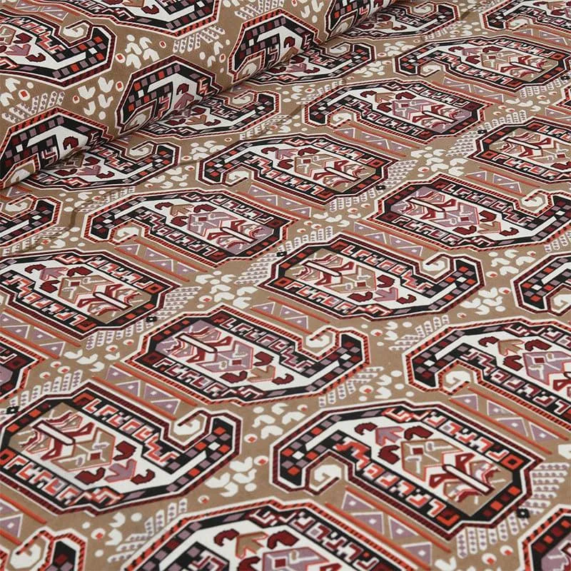 Mikaya Shine Cotton Bedsheet (Red,Brown) - 180 TC media 4