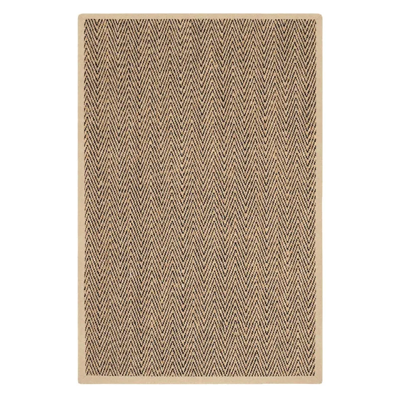 Saral Home ChevronTread Anti-Slip Jute Cotton Area Rug - Black & Beige media 1