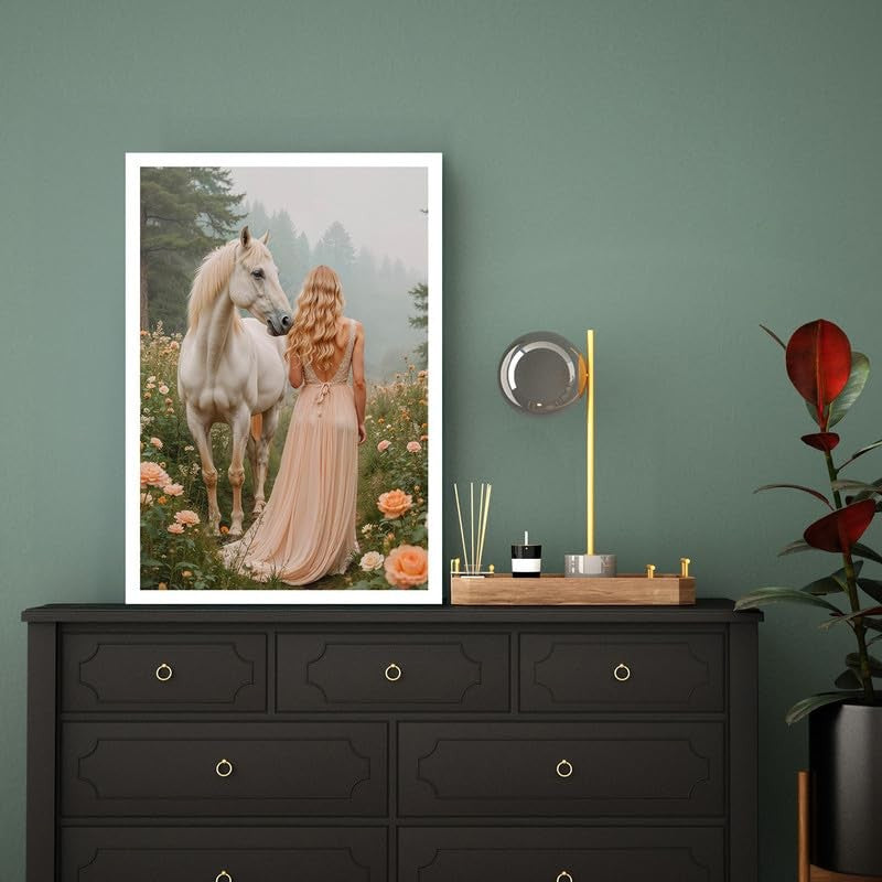 Ethereal Bond Canvas Wall Painting With White Frame