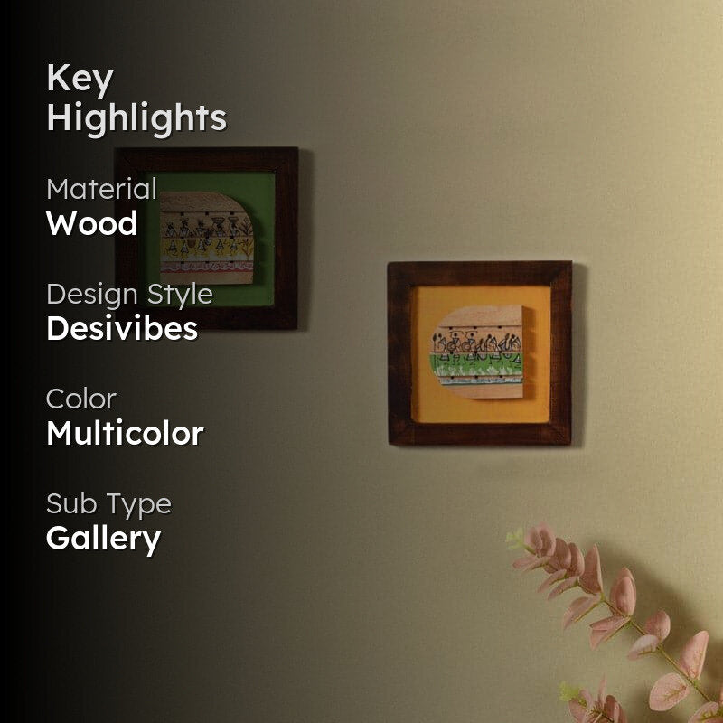 Warli Wrap Wooden Wall Art - Set Of Two media 2